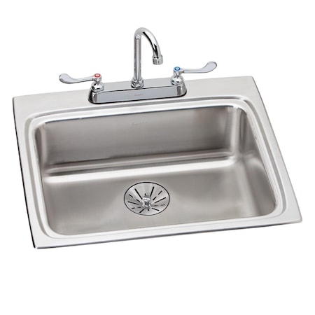 Lustertone Stainless Steel 25X22X6-1/2 Single Bowl Top Mount Ada Sink + Faucet Kit W/Perfect Drain